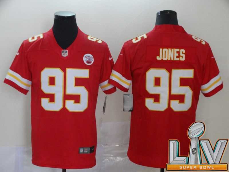 Super Bowl LV 2021 Men Kansas City Chiefs 95 Jones Red Nike Vapor Untouchable Limited NFL Jersey